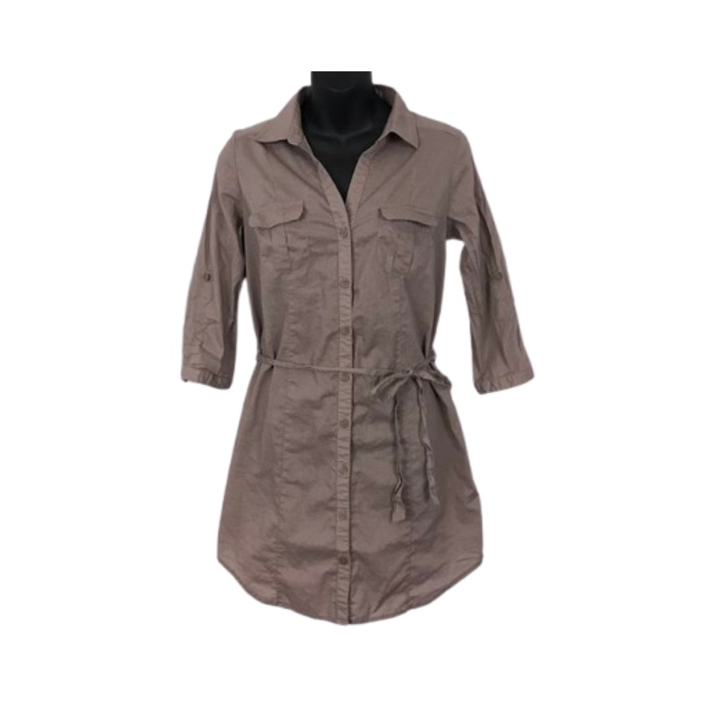 XXI Essentials Shirt Dress 3/4 Sleeve Button Down Tunic Dress with‎ Belt Size S